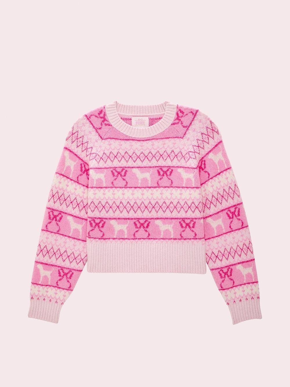 NWT Victoria's Secret Pink Love Shack Fancy Fair Isle Crewneck Sweater Small - Picture 4 of 8